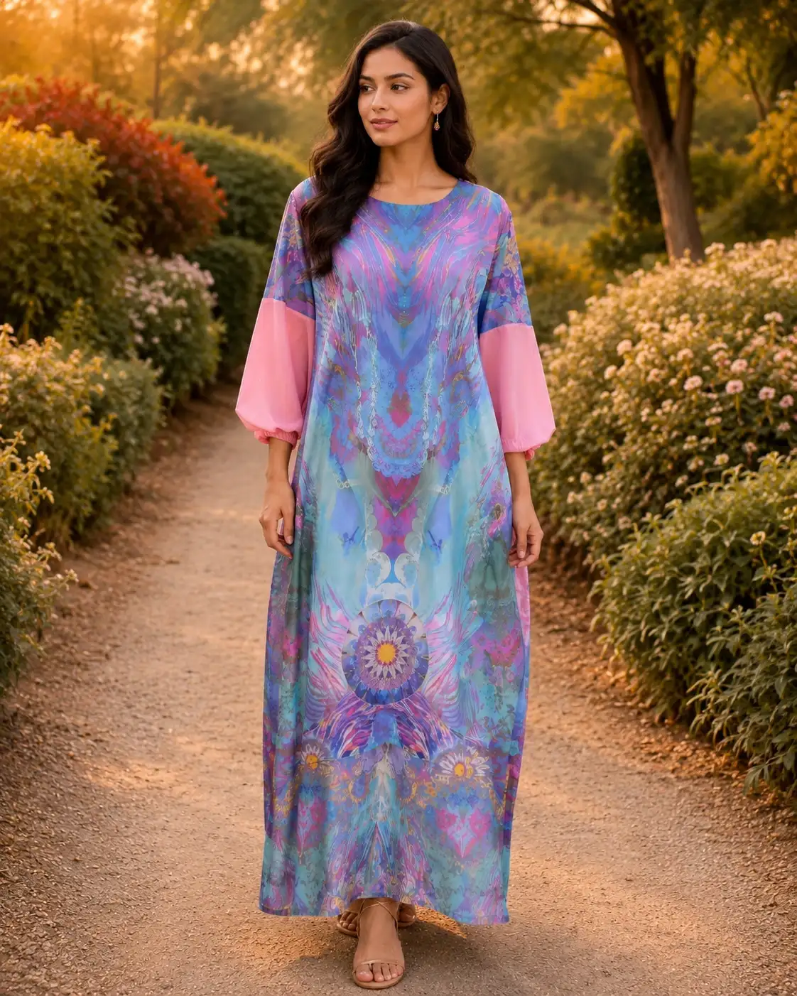 Royal Digital Print Silk Long Kaftan image 2