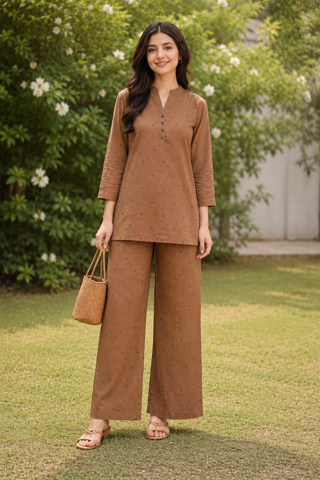 Embroidered summer lawn co-ord set image 2
