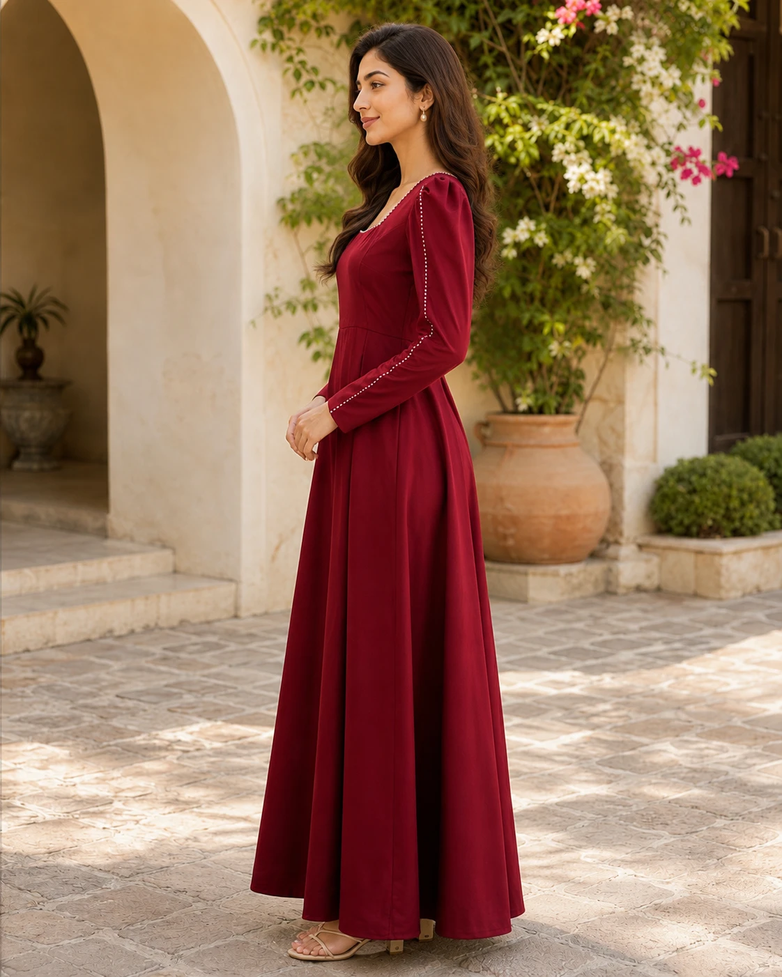 Full Length Shisha Silk Maxi with Stone Detailing image 6
