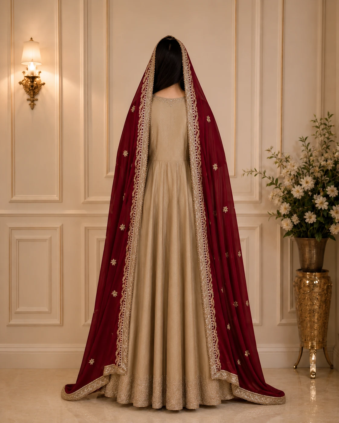 Party wear Anarkali Angrakha style panels frock image 3