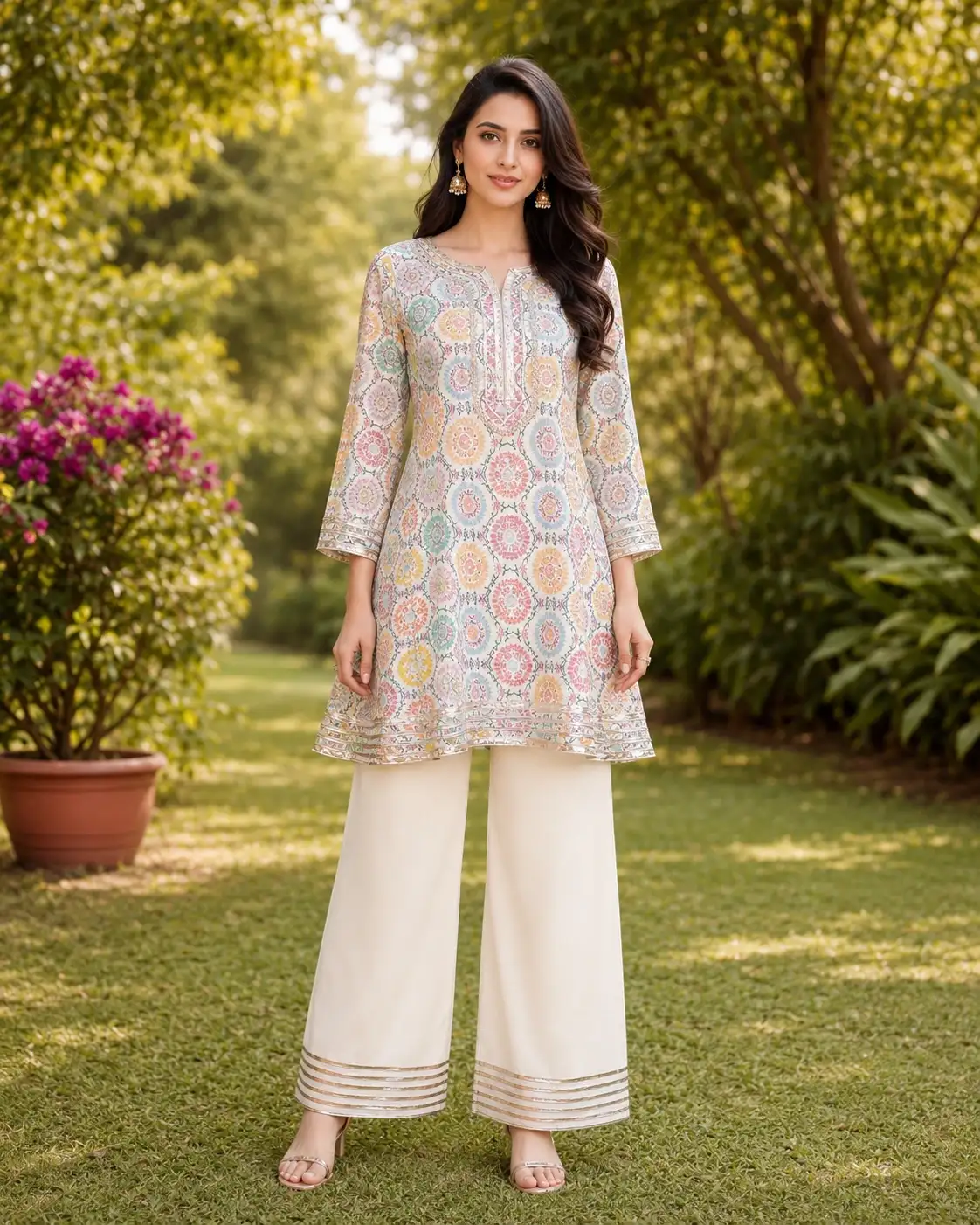 Summer Cotton Chunary Print A-Line Shirt and Shalwar image 2