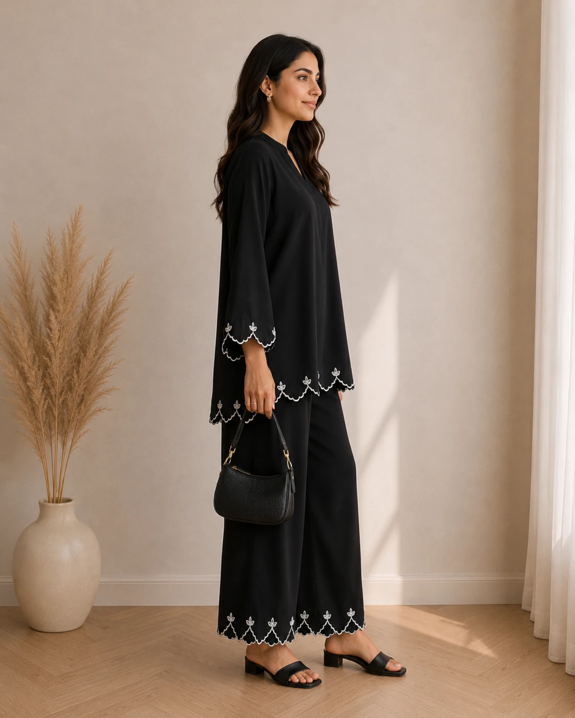 Black Embroidered Corset - Summer Linen image 6