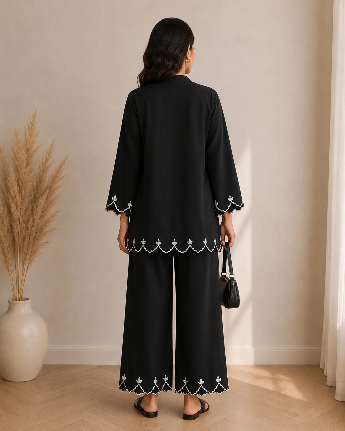Black Embroidered Corset - Summer Linen image 3