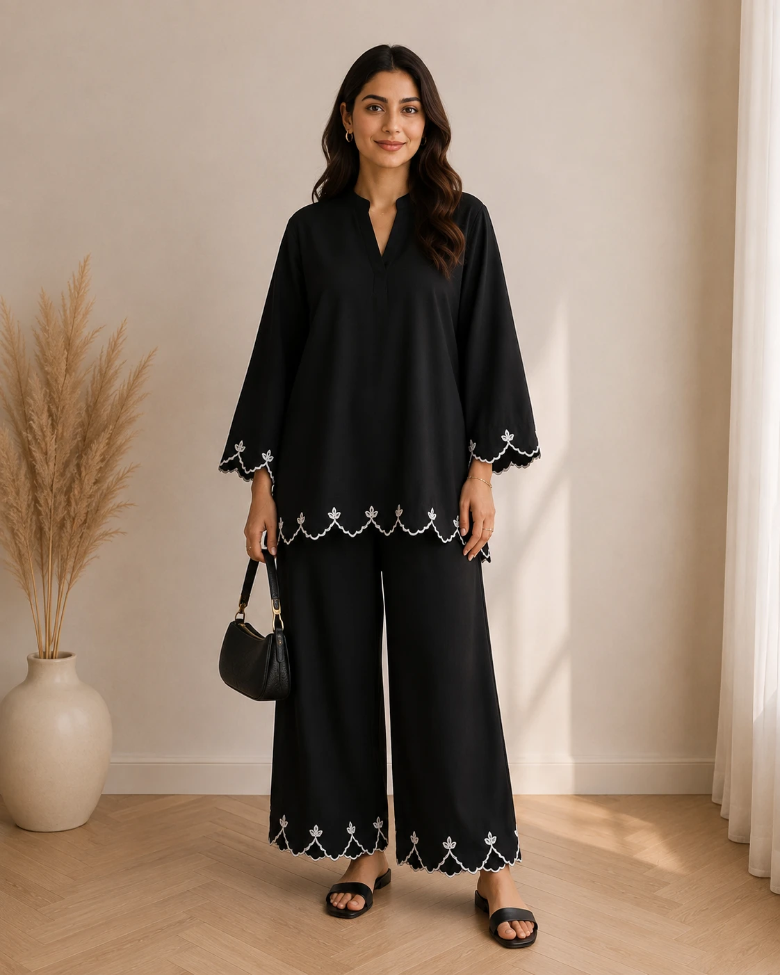 Black Embroidered Corset - Summer Linen image 2