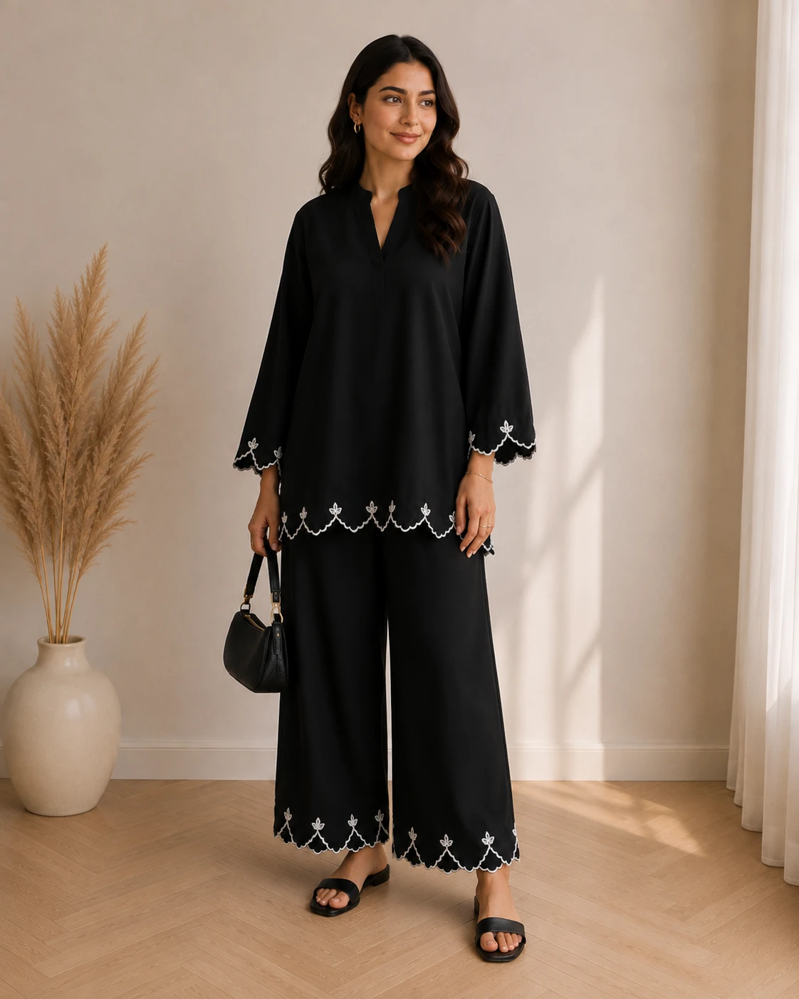 Black Embroidered Corset - Summer Linen image 4