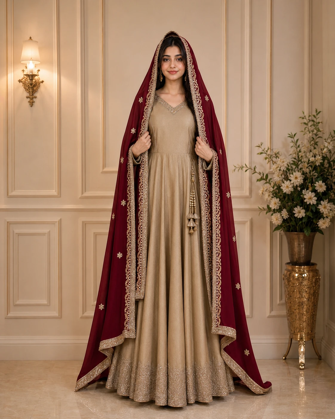 Party wear Anarkali Angrakha style panels frock