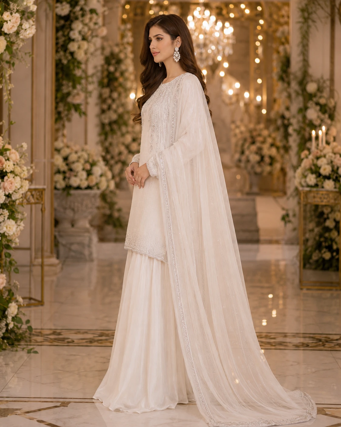 Festive Silk 3pc Suit - Tussle Silk with Organza Dupatta