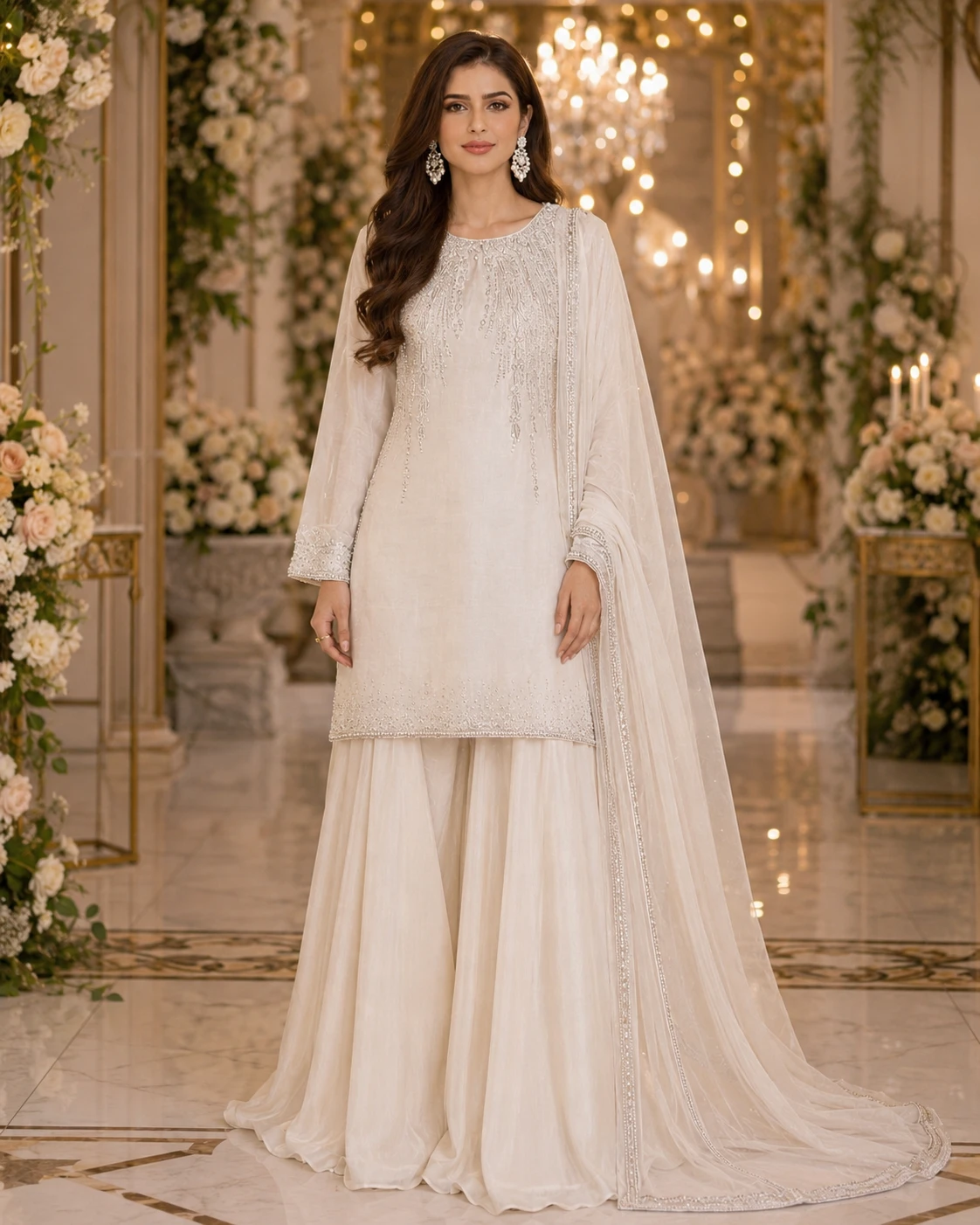 Festive Silk 3pc Suit - Tussle Silk with Organza Dupatta
